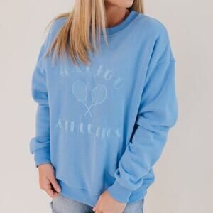 Bailey Rose Medium Embroidered‎ “Malibu Athletics” Blue Crewneck Pullover